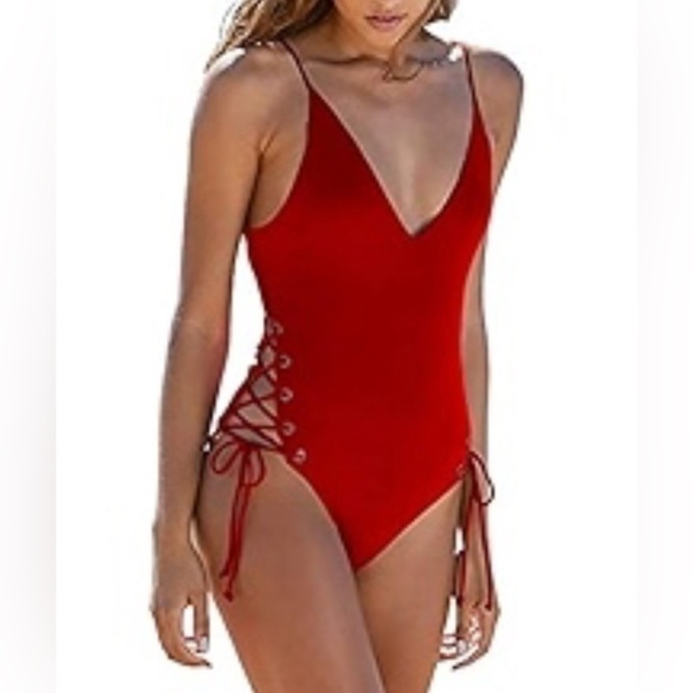 NEW Laundry by Sheli Segal  Red sexy one piece Swimsuit size small